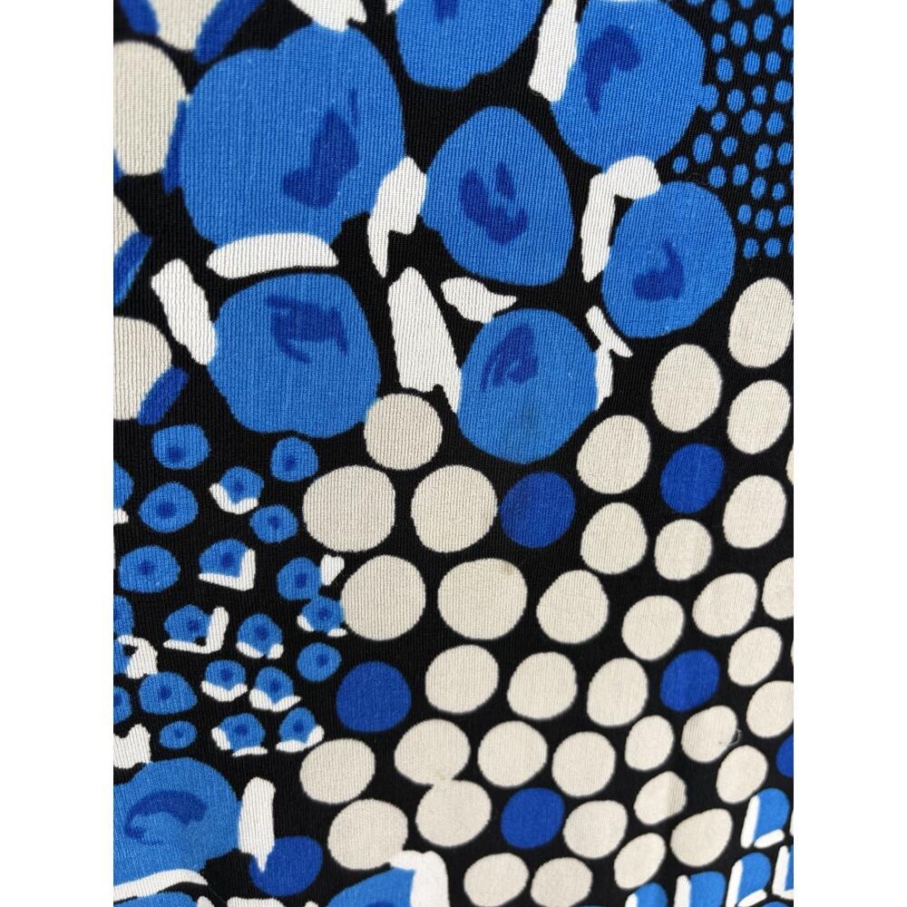 Chico’s Size XL Women’s Blue Black Abstract Dot Print Stretch Top Short Sleeve - Picture 4 of 8